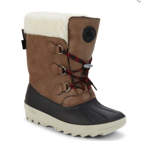 NEW Pajar Kids Marcel Warm Fleece Waterproof Boots 13T Brown - Picture 1 of 9